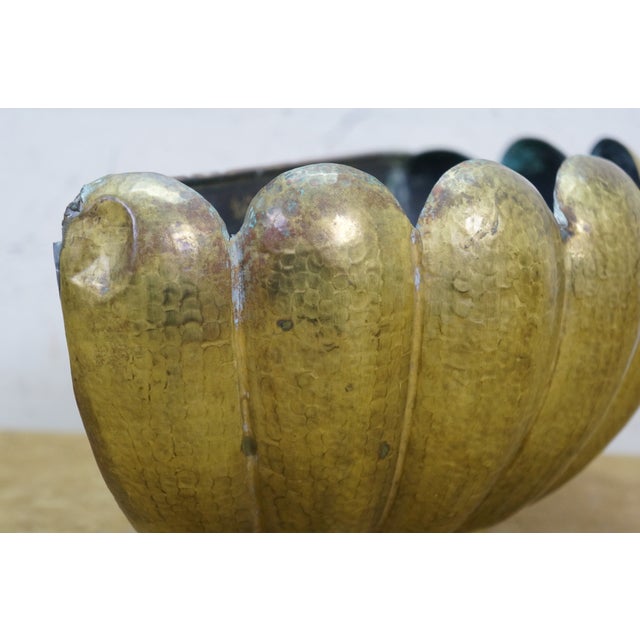 Antique Italian Hammered Ribbed Brass Lavabo Water Fountain Cistern & Basin For Sale - Image 16 of 18