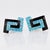 Pair of Margot De Taxco Greek Key Sterling Silver and Enamel Cufflinks For Sale - Image 4 of 9