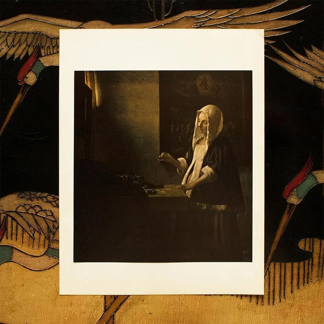 Farmhouse 1956 After Vermeer "A Woman Weighing Gold", Vintage Full-Color Print For Sale - Image 3 of 7