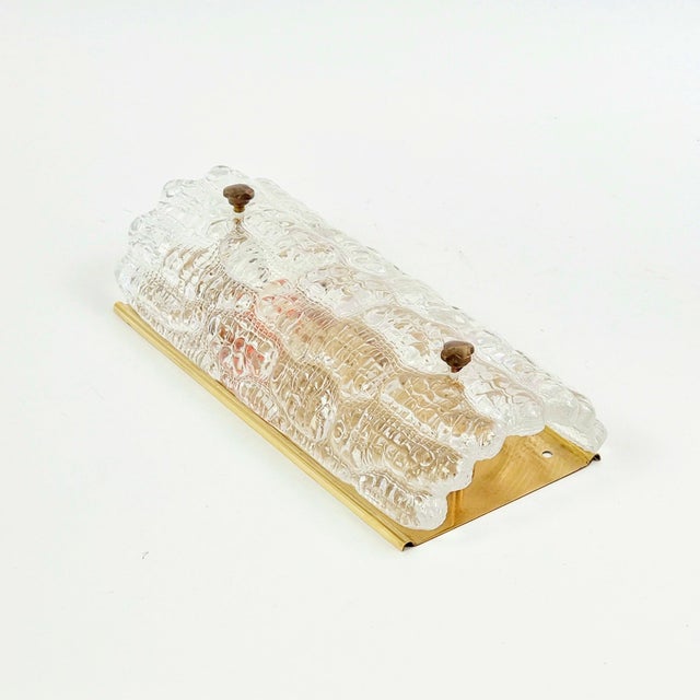 Mid-Century Modern Scandinavian Glass and Brass Wall Sconce attributed to Carl Fagerlund for Orrefors, Sweden, 1960s For Sale - Image 6 of 8