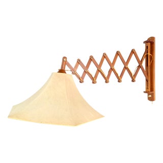 Scandinavian Teak Scissors Wall Lamp, 1950s For Sale