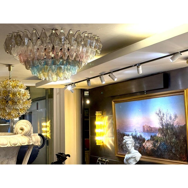 Blue Large Poliedri Murano Glass Ceiling Light, 1990s For Sale - Image 8 of 18