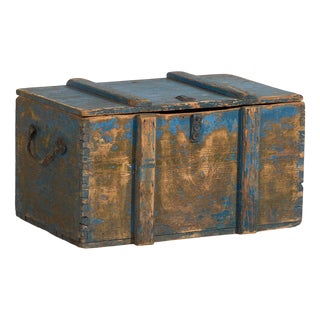 Primitive Blue Chest, 1920s For Sale