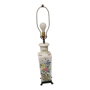 Vintage Mid 20th Century Asian Floral Lamp