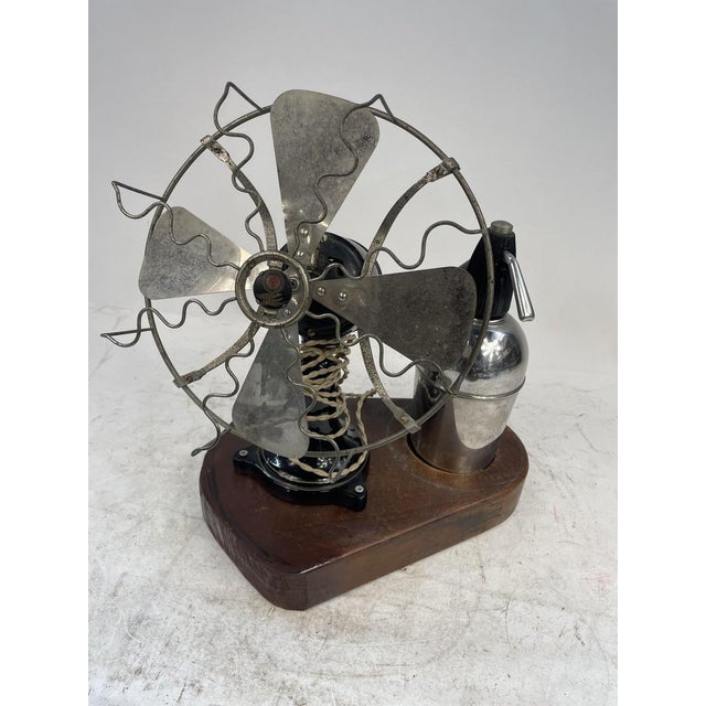 Vintage Ornament with Antique Fan and Wood Base, 1920s For Sale - Image 10 of 10