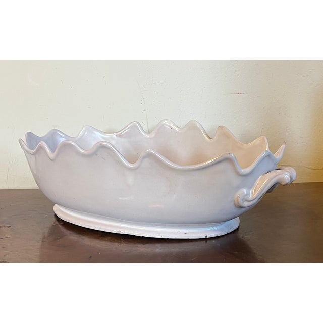 18th Century Antique 18th Century French Louis XVI Tin Glaze Delft Faience Monteith Jardiniere Cachepot For Sale - Image 5 of 13