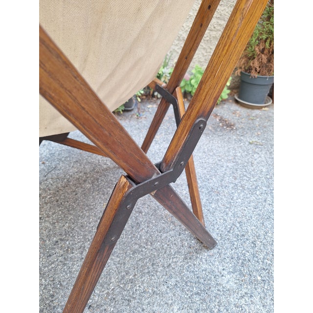 Folding Armchair Tripolina Model in Wood, Iron and Fabric for Citterio, 1970s For Sale - Image 6 of 7