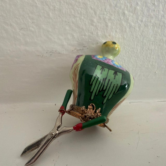 1990s Lovely Chanille Limoges Gardening Mannequin / Dress FormTrinket Box - Two Piece Plus Shears (Retired Piece) For Sale - Image 5 of 7