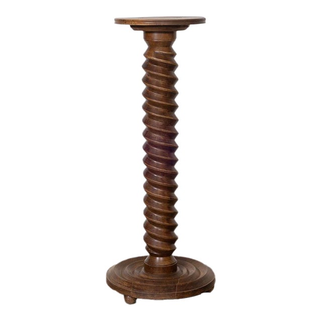 1940s French Carved Wood Pedestal Table For Sale