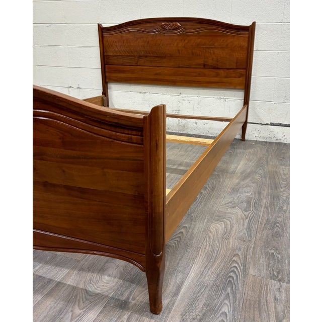 Brown Vintage Full Size Victorian Carved Solid Wood Bed For Sale - Image 8 of 12