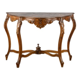 Carved Wood Console Table For Sale