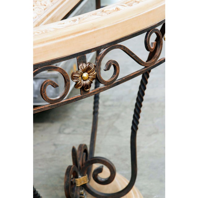 Console Table in Patinated Iron and Crystal For Sale - Image 13 of 14