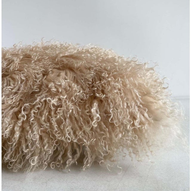 French Linen and Tibetan Goat Accent Pillow With Down Insert For Sale - Image 4 of 7