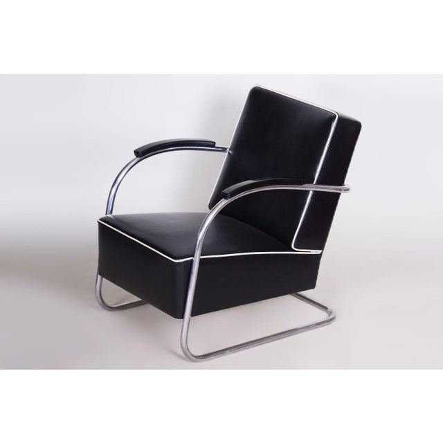 Bauhaus Chrome & Leather Armchair attributed to Mücke-Melder, 1930s For Sale - Image 10 of 13