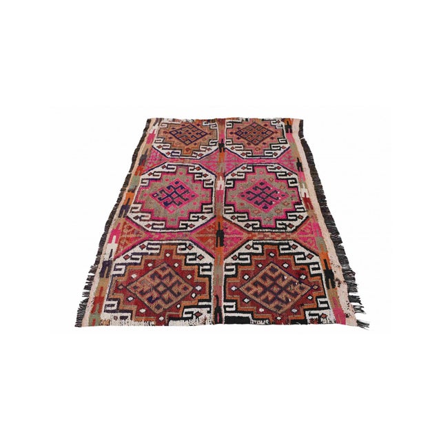 Mid-Century Modern Vintage Small Embroidered Kilim Rug - 2`7″ X 4`3″ For Sale - Image 3 of 6