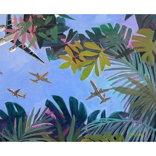 Author: Kristīne Guršpone, Travelers, oil on canvas, size: 90 x 90 cm, year of 2024