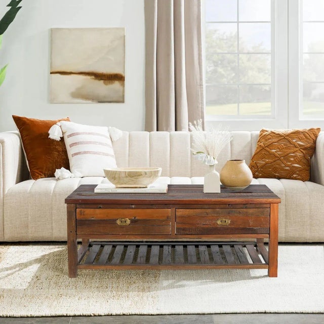 Dimensions: 48"W X 24"D X 18"H This Country Style Distressed Spalted Wood Coffee Table is a charming addition to any...