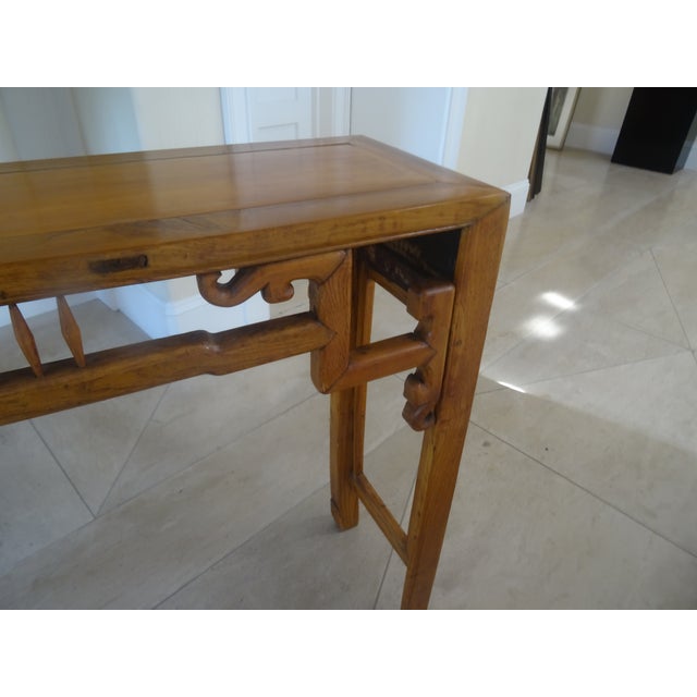 Brown Antique Chinese Ming Style Narrow Console Sofa Table For Sale - Image 8 of 12