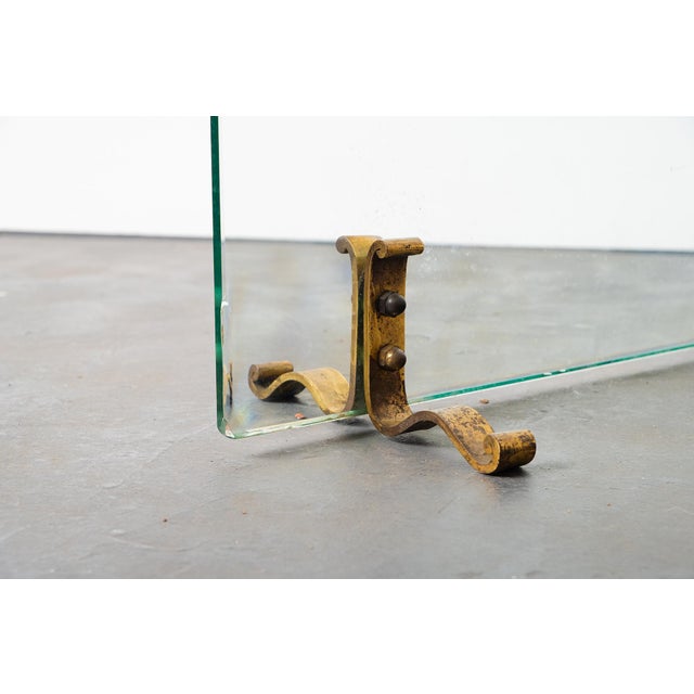 Glass and Brass Spark Guards, 1950s, in Worn conditions. Designed 1950 to 1959