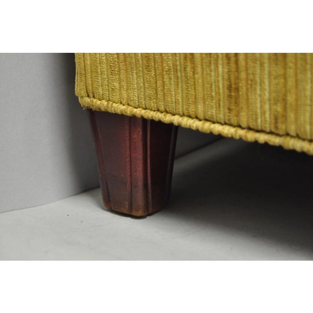 Green Vintage Traditional Mahogany Leg Green Upholstered Footstool Ottoman For Sale - Image 8 of 14