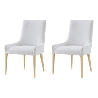 Light Hollywood Regency Style Upholstered Dining Chairs- Set of 2 For Sale