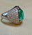 9 Ct Cushion Colombian Emerald & Diamond 2.5 Ct Ring Platinum Ring, Estate For Sale - Image 4 of 8