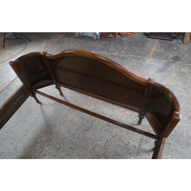 Wood Antique French Louis XVI Burl Walnut Full Size Bed W Wrap Around Footboard For Sale - Image 7 of 13