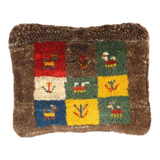 Pasargad DC Fine Hand Knotted Persian Gabbeh Pillow For Sale