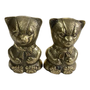 Vintage Brass Teddy Bear Bookends