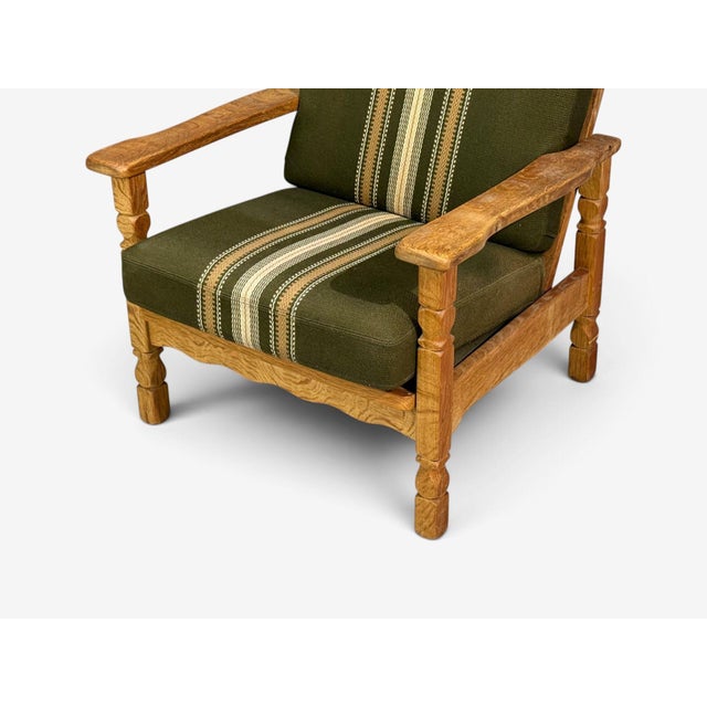 Olive Henning Kjaernulf Style, Lounge Chairs, Oak, Fabric, Denmark, 1970s For Sale - Image 8 of 13