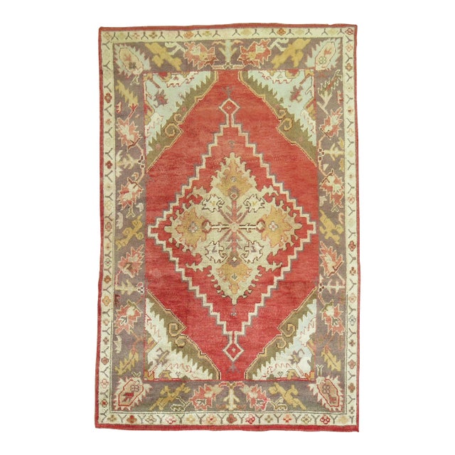 Antique Zabihi Collection Oushak Foyer Size Rug - 5'7" x 7'9" For Sale