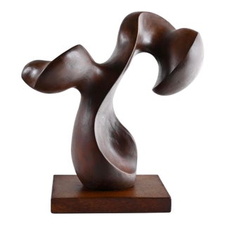1981 Mario Dal Fabbro Biomorphic Wooden Sculpture, Signed For Sale