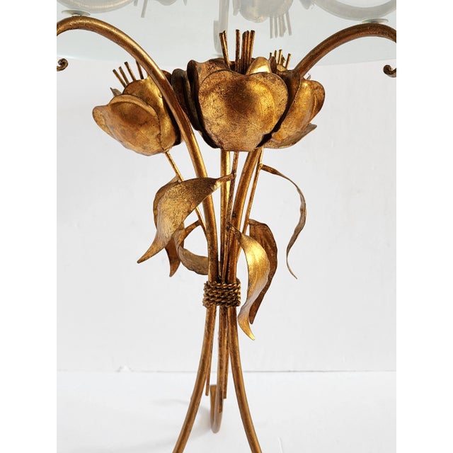 Vintage Italian Hollywood Regency Style Gilt Metal Side Table For Sale In New York - Image 6 of 12