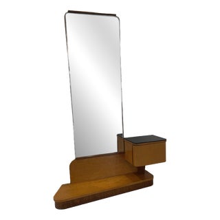 Vintage Art Deco Dressing Mirror with Black Opaline Glass by U.P Zavody in Brno, Czech Republic, 1930 For Sale
