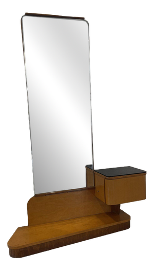 Vintage Art Deco Dressing Mirror with Black Opaline Glass by U.P Zavody in Brno, Czech Republic, 1930