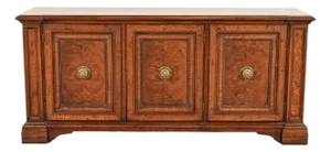 Henredon French Regency Louis XVI Carved Walnut and Oak Sideboard Credenza or Bar Cabinet