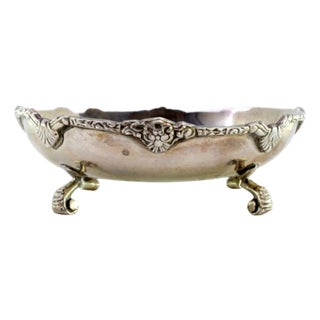 Silver Candy Box with Embossed Rim and Scrolled Feet For Sale