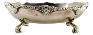 Silver Candy Box with Embossed Rim and Scrolled Feet