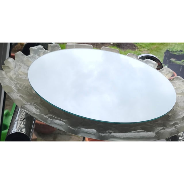 Illuminated Mirror in Frosted Glass Look Acrylic Frame, 1970s, in Very Good conditions. Designed 1970 to 1979