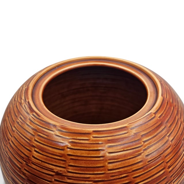 Sienna Vintage Bitossi Italian Mid-Century Textured Ceramic Ginger Jar For Sale - Image 8 of 12