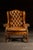 Mid 20th Century Tufted Leather Wingback Armchair in Amber For Sale - Image 4 of 9