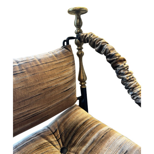 Metal Maison Jansen Curule Dining Chairs With Kravet Couture Collection Velvet Fabric For Sale - Image 7 of 7