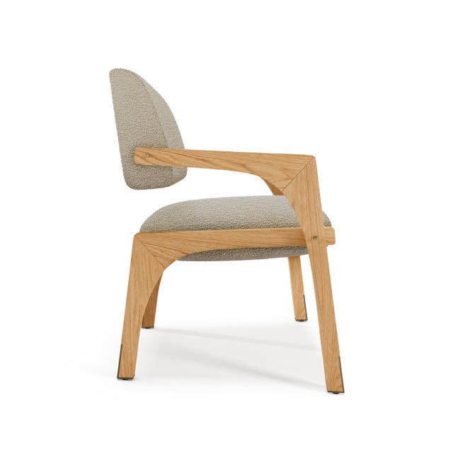 Arches Dining Chair in Grey Bouclé and Oak from Insidherland For Sale - Image 4 of 4