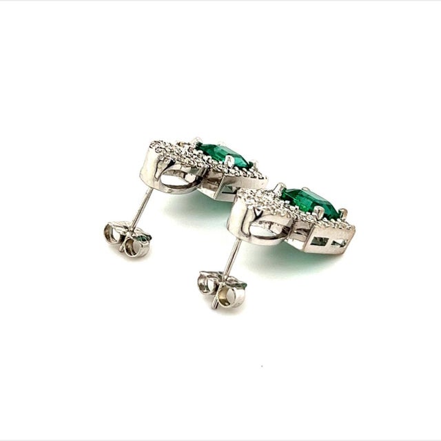 Green Natural Emerald Diamond Stud Earrings 14k Gold 2.84 TCW Certified For Sale - Image 8 of 12