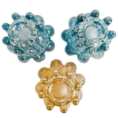 Vintage Tealight Holders in Blue and Amber Glass from Reims, 1960s, Set of 3 For Sale - Image 4 of 6