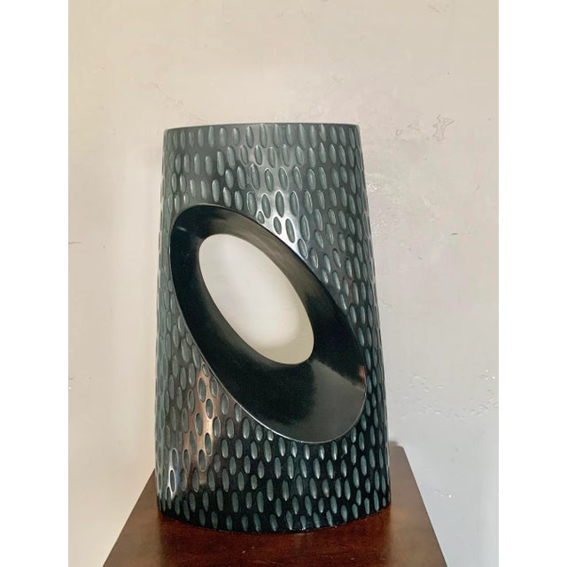 Modern Abstract Contemporary Ceramic Black Cutout Vase For Sale In San Diego - Image 6 of 6