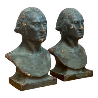 Vintage Patinated Busts of George Washington - A Pair For Sale