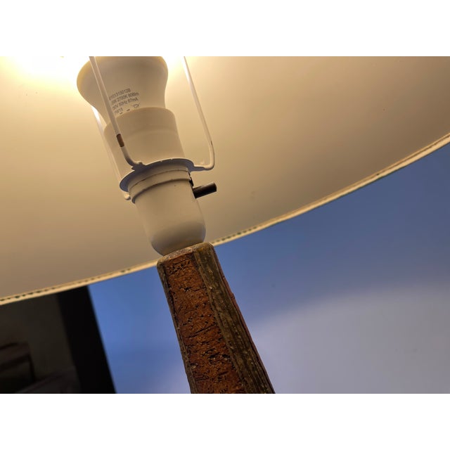 Large Danish Stoneware Table Lamp with Green Shade from Sejer, 1970s For Sale - Image 12 of 14