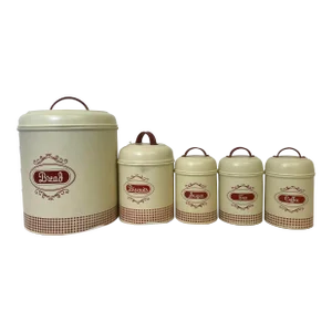 Vintage Set of 5 Metal Rayware Canisters From England - Circa 1970’s