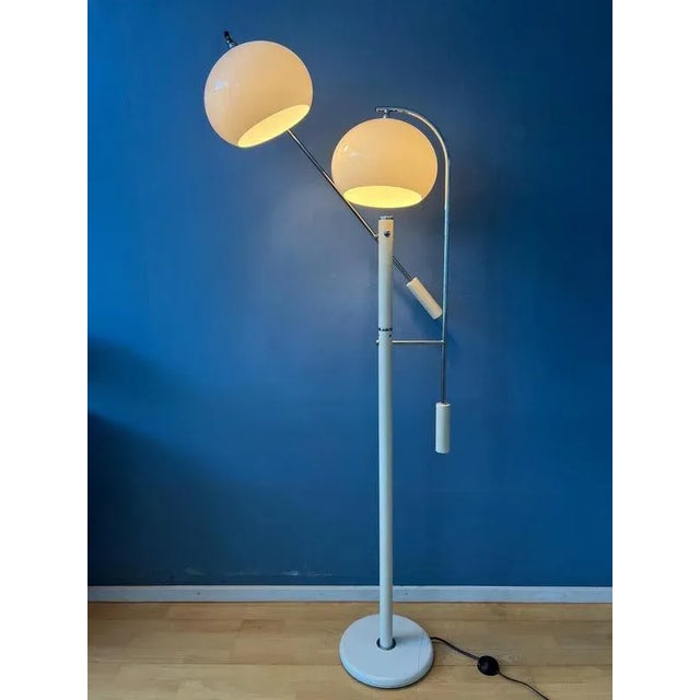 Space Age White Mushroom Swing Arm Floor Lamp from Dijkstra For Sale - Image 11 of 11
